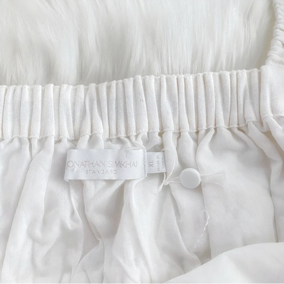 NWOT Jonathan Simkhai STANDARD Clay Washed Linen Ruched Crop Top White - Picture 11 of 15